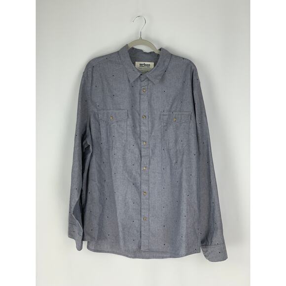 Urban Pipeline Mens XXL Button Up Long Sleeve Shirt Triangle Print Blue - Picture 1 of 6